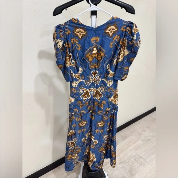 Farm Rio: Blue Ornament Floral Midi Dress - Picture 7 of 10